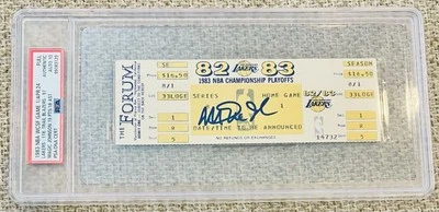 Magic Johnson Signed 1982 NBA Playoff Ticket GEM Mint 10 Autograph PSA/DNA Pop 1 - Image 1 of 4