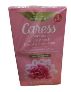 Caress Daily Silk Floral Essence White Peach & Orange Blossom Bar Soap | 6 Bars - Picture 1 of 7