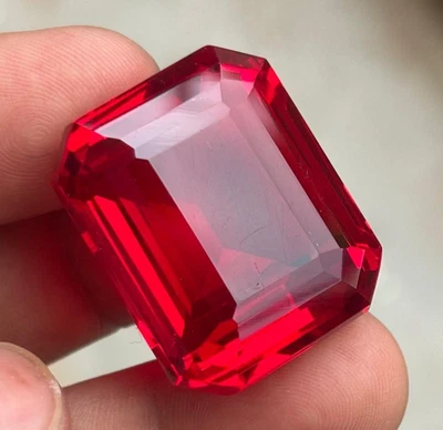 Certified 105 Ct Natural Blood Red Ruby Emerald Flawless Loose Gemstone BIG SIZE - Image 1 of 4