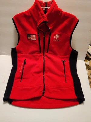 RLX Ralph Lauren, Chaleco Hombre Cremallera Completa Bolsillos Cuello Simulado Vellón Rojo y Negro, Talla L Foto 1 de 4