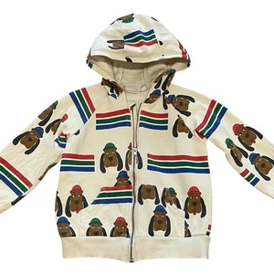 VTG Mini Rodini Boys Sweatshirt 7-9 YRS Dog Bloodhound Print Full Zip Nostalgic - Picture 1 of 8