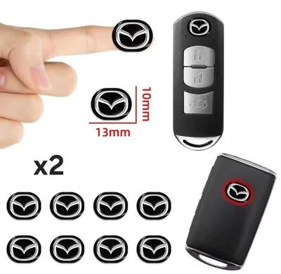 2 X MAZDA KEY FOB EMBLEM LOGO STICKER BADGE 3D 13mm