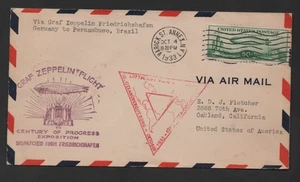 US 1933 GERMANY ZEPPELIN FLIGHT VIA N.Y. CHICAGO CENTURY OF PROGRESS SEAL - Picture 1 of 2
