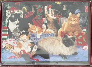 Leanin' Tree Christmas Card Pack, Meowy Christmas!, 10 cards, 10 envelopes - Picture 1 of 5