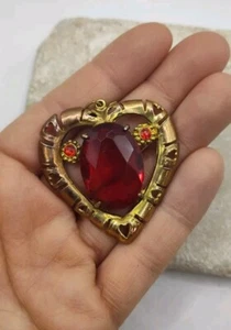 Vintage Anhänger goldfarben Kupfer herzförmig rot Strass - Bild 1 von 8