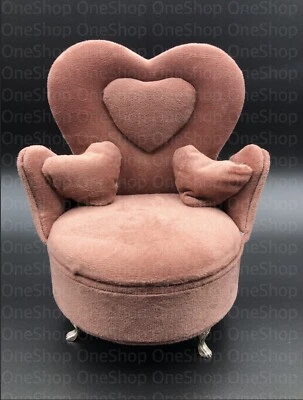 Casa de Muñecas Joyero en Forma de Corazón Muebles Terciopelo Sofá Silla Barbie Malva Foto 1 de 3