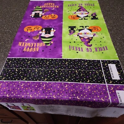 Gnomes Night Out Panel 23x42 Northcott Halloween Trick or Treat Bag - Image 1 of 4