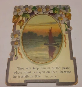 Vintage Bible Lesson Verse card Thou will keep him in ... peace,Psalm 25 back - Picture 1 of 2