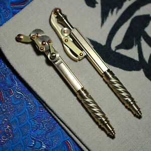 Classic Solid Brass Steampunk Mechanical Disc Pen Pocket Tool Signature Pen EDC