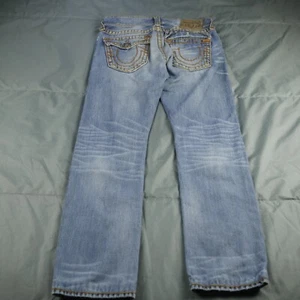 Pantalones de mezclilla True Religion para hombre 31x33 azul Ricky Relax rectos EE. UU. puntada gruesa - Imagen 1 de 19