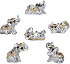 Silver Resin Small Elephants Statues Home Decor Collection Gift Family Statue An