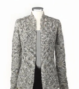 Coldwater Creek Cardigan Women’s Sz 2X 20-22 Sequin Swirl Open Gray Brand New - Picture 1 of 13