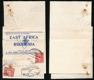 GB 1945 NEWSPAPER WRAPPER EAST AFRICA + RHODESIA POSTAGE DUE OVERWEIGHT 1d - Picture 1 of 1