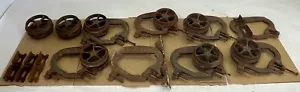 Vintage Lot of Richards Wilcox BARN POCKET DOOR TROLLEY Parts Rollers Brackets - Picture 1 of 22