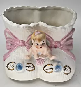 Baby Boots Planter MCM Japan Ceramic Pink Blue Vintage Cute Shower gift - Picture 1 of 9