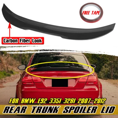 Para BMW E92 325i 335i 2007-2012 ESTILO FIBRA DE CARBONO Alerón Trasero Labio Alerón Foto 1 de 4