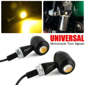 Mini intermitente de luz de giro LED negro para motocicleta para Harley Bobber Cafe Racer - Imagen 1 de 12