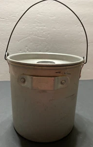 Vintage Aluminum Bucket Pail & Lid Homestead Primitives Camping 5.25" tall - Picture 1 of 7