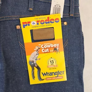 Wrangler Men's 13MWZ Dark Wash Rigid Cowboy Cut Straight Jeans Indigo Size 36x32 - Picture 1 of 14