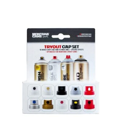 MONTANA CANS Montana Caps Tryout Set - 10 Sprühaufsätze verschiedene Strichstärken Test Set