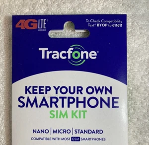 Tracfone BYOD Triple Cut SIM Kit, GSM No Airtime Prepaid - Photo 1 sur 2