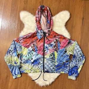 Nike Womens Workout Windbreaker Crop Floral Jacket Hoodie Medium CT6073 686 - Picture 1 of 7