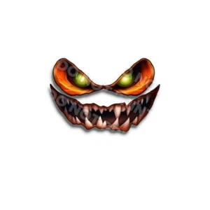 Calcomanías de globo ocular embrujadas JackOLantern troqueladas espeluznantes conjunto completo dientes 2 ojos - Imagen 1 de 3