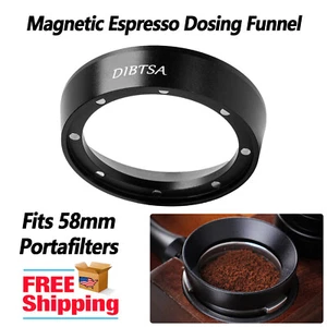 58mm Magnetic Espresso Dosing Funnel Coffee Portafilter Dosing Ring Aluminum - Picture 1 of 13