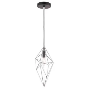 Woodbridge Lighting Lanning 1-Light Metal Mini-Pendant in Chrome/Black - Picture 1 of 4