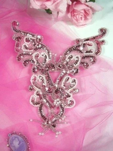 APLICACIÓN MALVA PERLA YUGO LENTEJUELAS CUENTAS CORPIÑO SUMINISTROS DE COSTURA 8.5" (0035) - Imagen 1 de 1