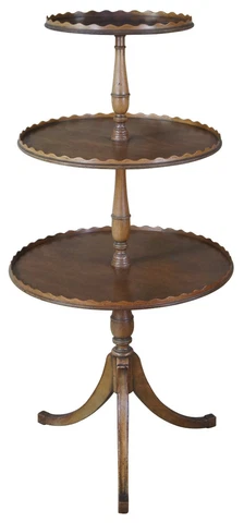 Antique 3 Tier English Regency Mahogany Dumbwaiter Accent Butler Display Table Cover