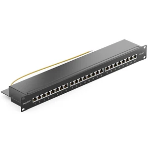 deleyCON CAT6a Patchpanel 24 Port Netzwerk Verteilerfeld geschirmt LSA Schwarz - Bild 1 von 7