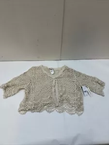 SHORT SLEEVE LACE BOLERO - ANTIQUE IVORY L/XL - Picture 1 of 3