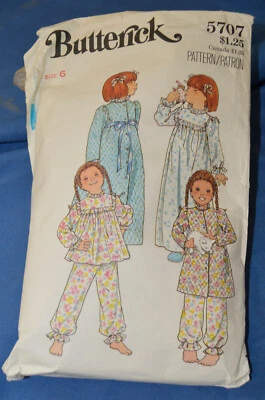 Butterick Girl's Pajama/Robe Pattern 5707 Size 6 - Image 1 of 2