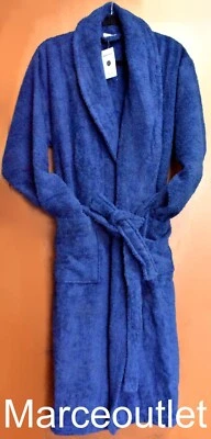 Linum 100% Turkish Cotton Terry Personalized "R" Bath Robe SMALL / MEDIUM Navy - Image 1 of 3