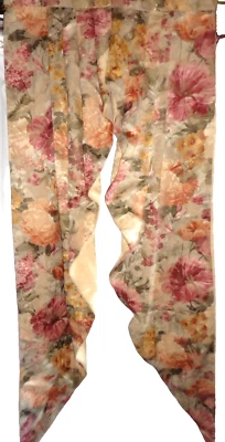 JUEGO CENEFA JABOT BURLINGTON MONACO ORO BORGOÑA ROSA FLORAL (2 PIEZAS) 12X61 Foto 1 de 4