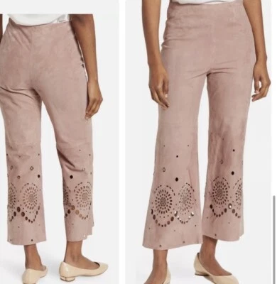 NWT REBECCA TAYLOR SUEDE LASER CUT PANTS - Image 1 of 4