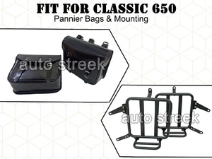 For Royal Enfield Classic 650 GENUINE LEATHER PANNIER BAGS WITH MOUNTING D2 - Picture 1 of 8