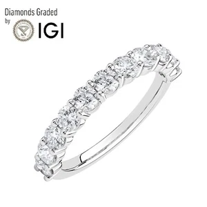 14K White Gold 1Ct Lab Grown IGI Certified Diamond Women Half Eternity Band Ring - Picture 1 of 13