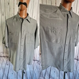 Barone Rosso Vintage Silk SHIRT -Large- Silver Floaty 80s 90s Boho New Wave CV11 - Picture 1 of 9
