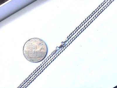 10K 纯白金 3 毫米古巴链式项链男式女式 16 码-30 码  — 第 1/3 张图片