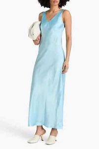 Vince XL Damen Kleid Light Lagoon Satin V-Ausschnitt Schräg ärmellos Slip Maxi 425 $ - Bild 1 von 1