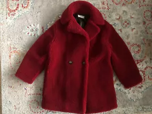 Women’s Faux Fur Teddy Bear Coat From Mango Size M In Red - Picture 1 of 18