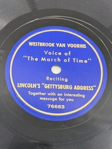 Lincoln's Gettysburg Address WESTBROOK VAN VOORHIS 78 RPM SPOKEN WORD E - Picture 1 of 3