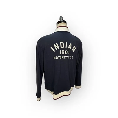 Indian Motorcycles 1901 Bombardero Azul Algodón Cremallera Frontal Hombres Suéter Chaqueta 2XL Foto 1 de 3