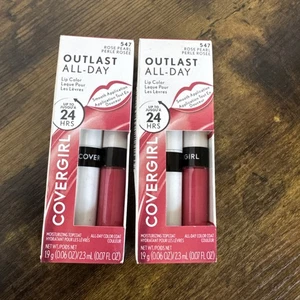 Paquete de 2 nuevas Covergirl Outlast todo el día 24 horas color de labios #547 rosa perla selladas - Imagen 1 de 4
