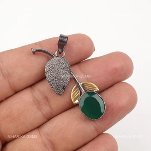 925 Argento Sterling Verde Onice Gemma Anniversario Madre Boho Pendente Gioielli - Foto 1 di 9