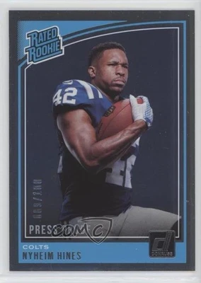 2018 Panini Donruss Rated Press Proof Silver /100 Nyheim Hines #327 Rookie RC - Image 1 of 2