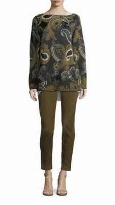 Suéter Lafayette 148 Talla XL Negro Multi Paisley Metálico Jacquard Mezcla Lana Foto 1 de 4