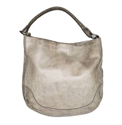 FRYE Melissa Hobo  Distressed Leather Shoulder Bag Light Stone Gray  - Image 1 of 4